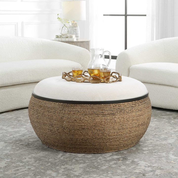 UTTERMOST Island Straw Storage Ottoman / Coffee Table - Benches, Ottoman, Stools