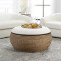 UTTERMOST ISLAND STRAW STORAGE OTTOMAN / COFFEE TABLE - Benches, Ottoman, Stools