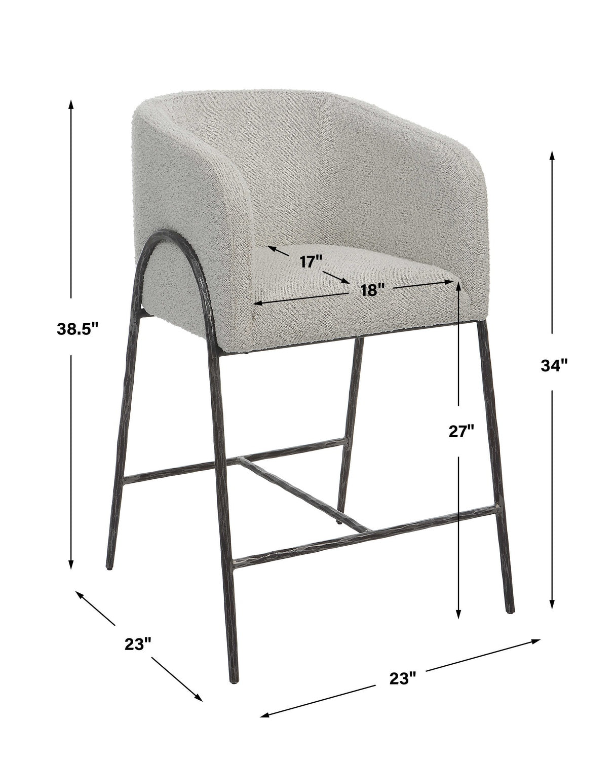 UTTERMOST Jacobsen Counter Stool - Benches, Ottoman, Stools