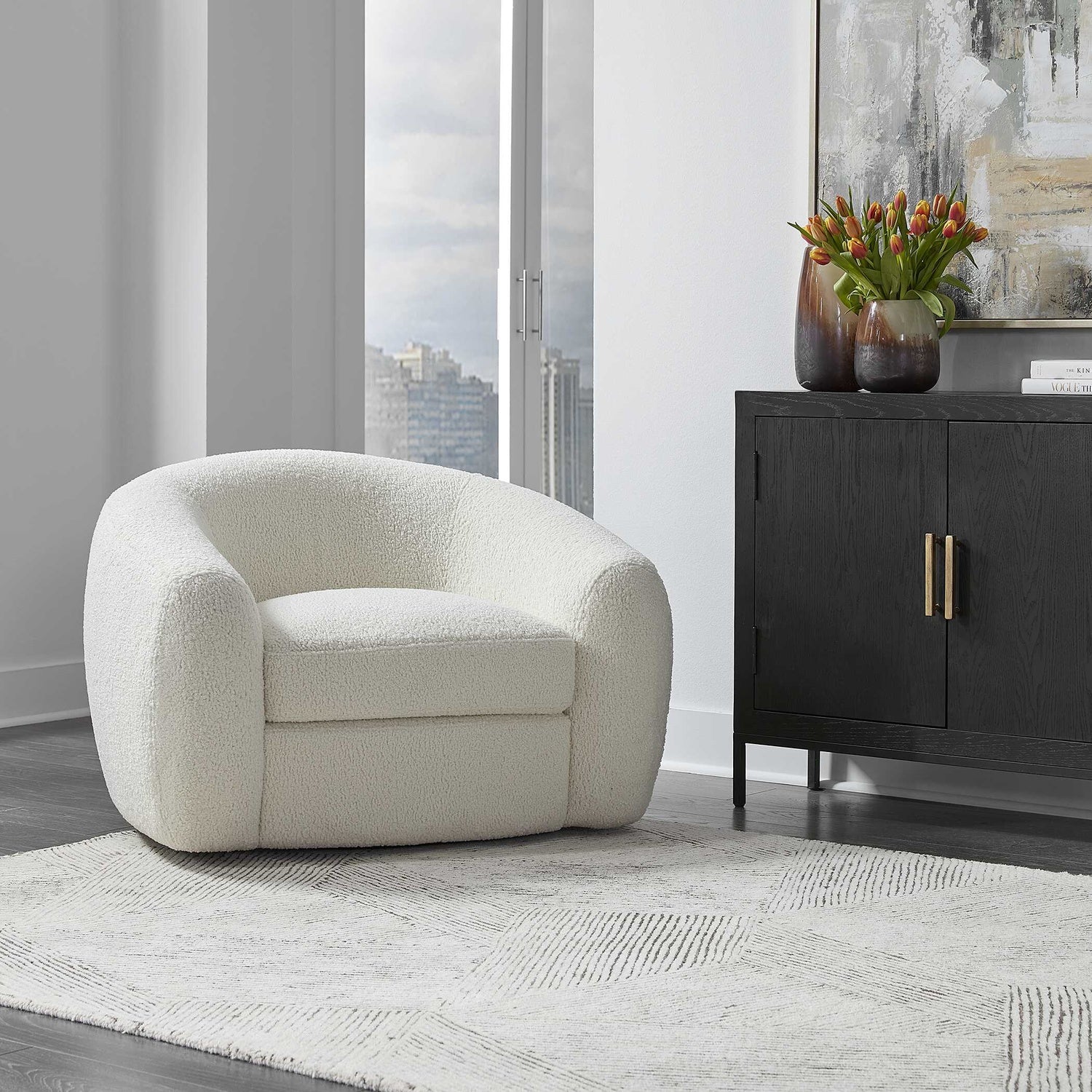 UTTERMOST Capra Art Deco Swivel Chair - Lounge