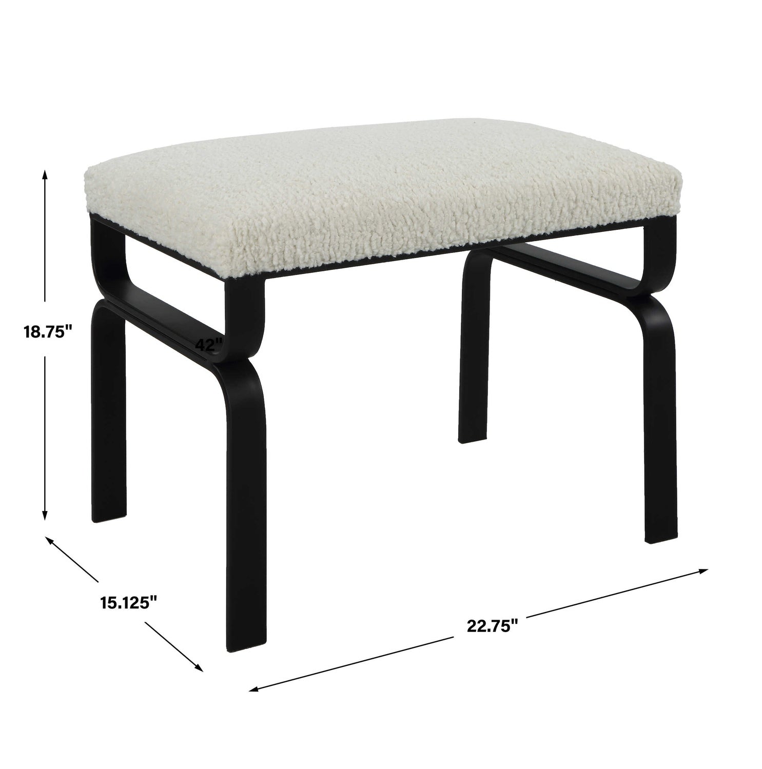 UTTERMOST DIVERGE SHEARLING BENCH - Benches, Ottoman, Stools