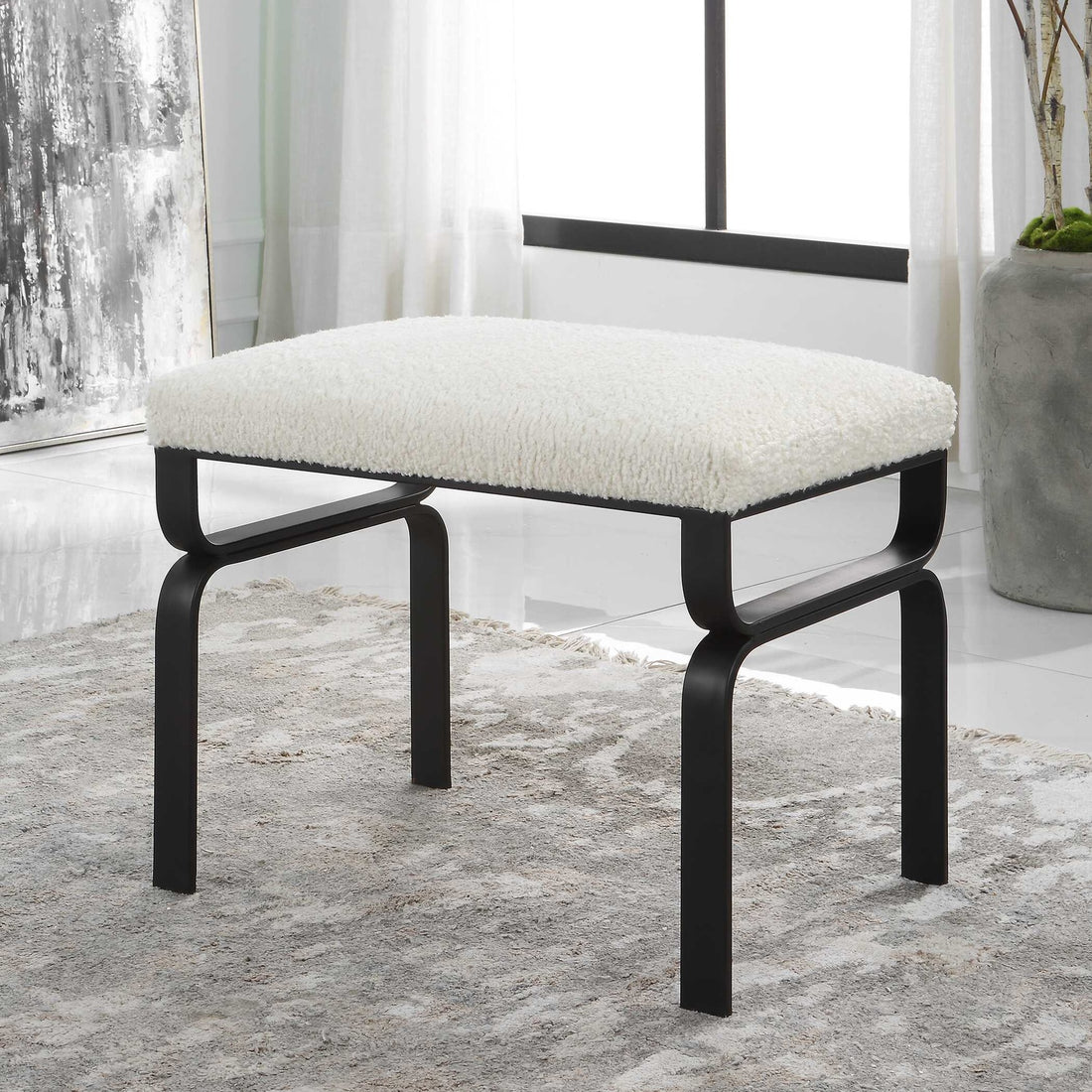 UTTERMOST Diverge Shearling Bench - Benches, Ottoman, Stools