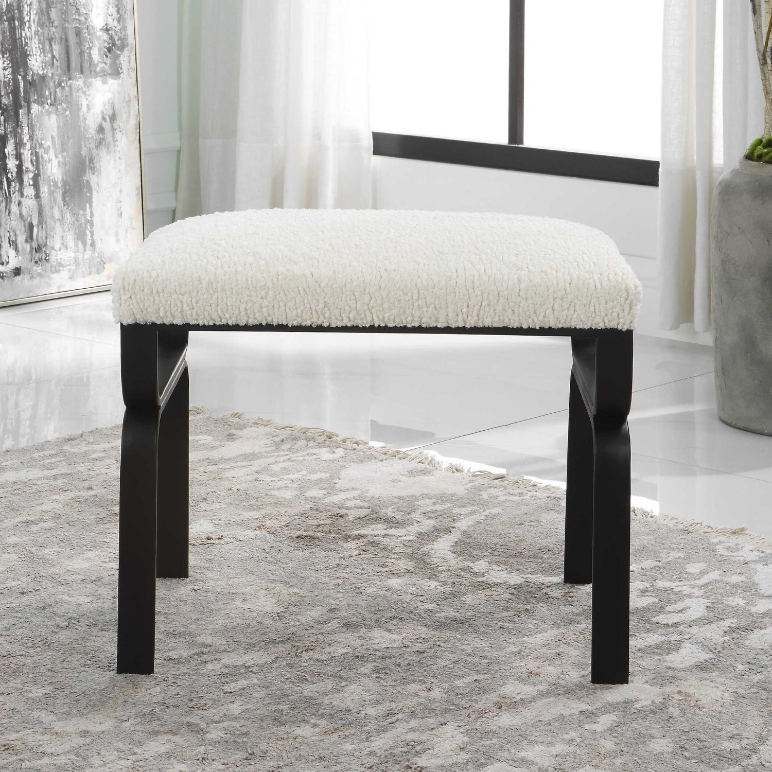 UTTERMOST Diverge Shearling Bench - Benches, Ottoman, Stools
