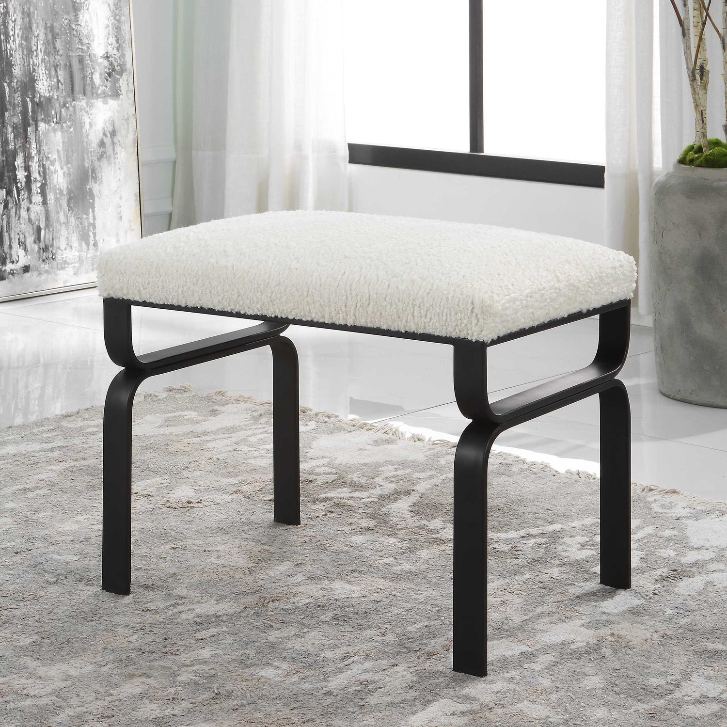 UTTERMOST DIVERGE SHEARLING BENCH - Benches, Ottoman, Stools