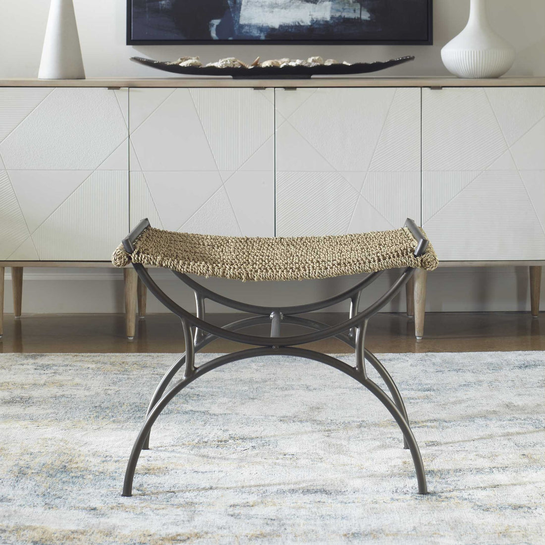 UTTERMOST Playa Seagrass Bench - Benches, Ottoman, Stools