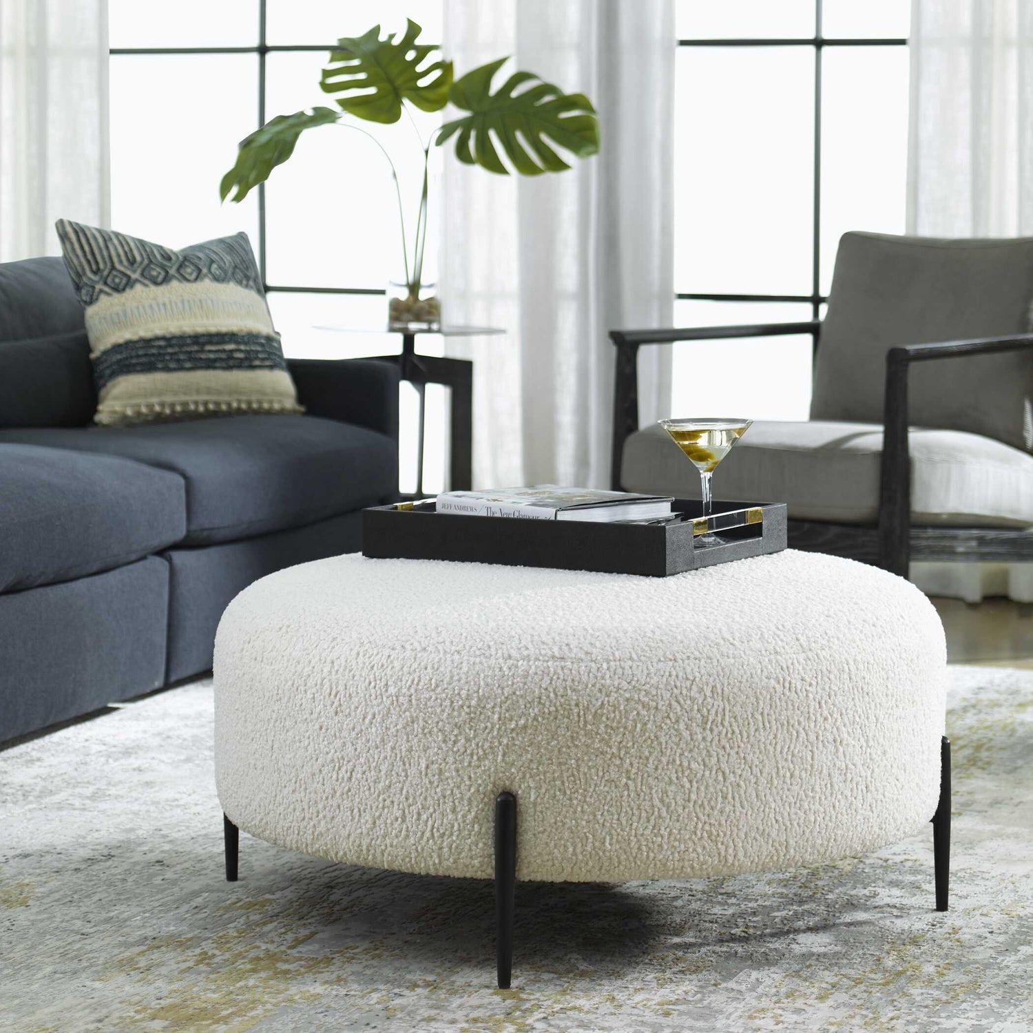 UTTERMOST ARLES PLUSH OTTOMAN - Benches, Ottoman, Stools
