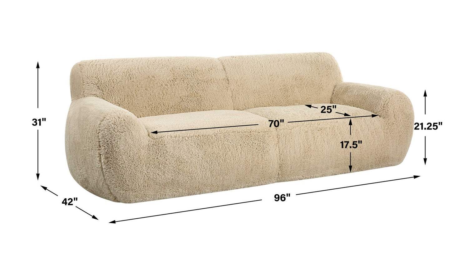 UTTERMOST ABIDE ROUNDED SHEEPSKIN SOFA - Sofa