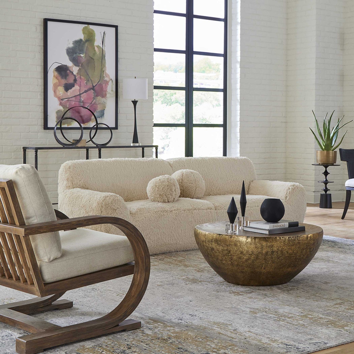 UTTERMOST ABIDE ROUNDED SHEEPSKIN SOFA - Sofa