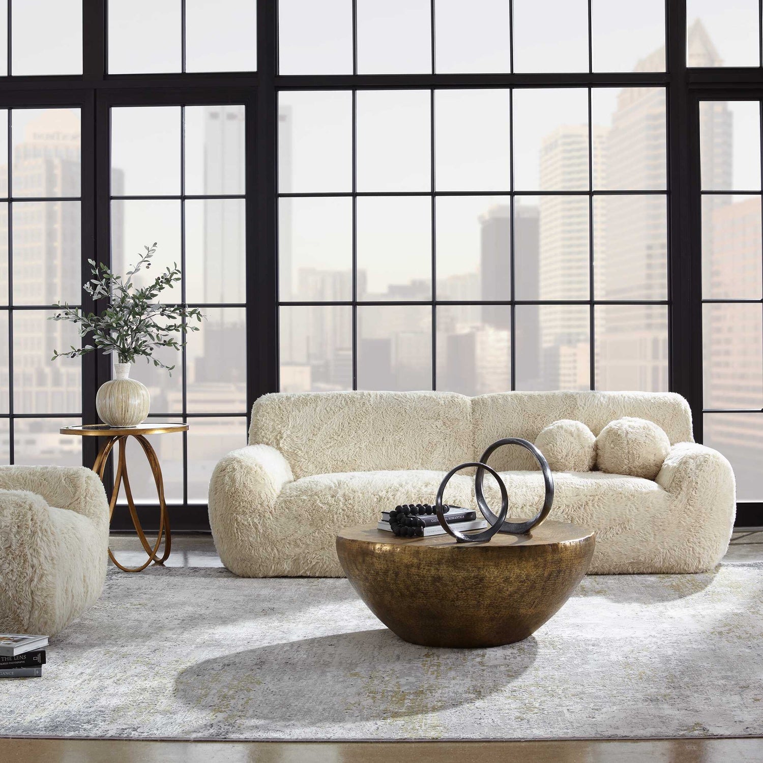 UTTERMOST ABIDE ROUNDED SHEEPSKIN SOFA - Sofa