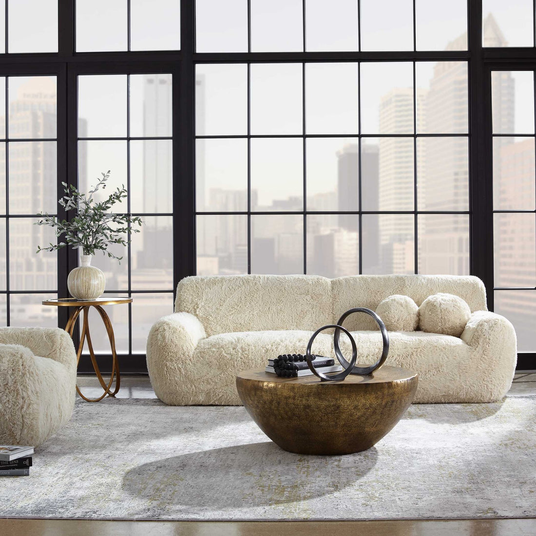 UTTERMOST Abide Rounded Sheepskin Sofa - Sofa