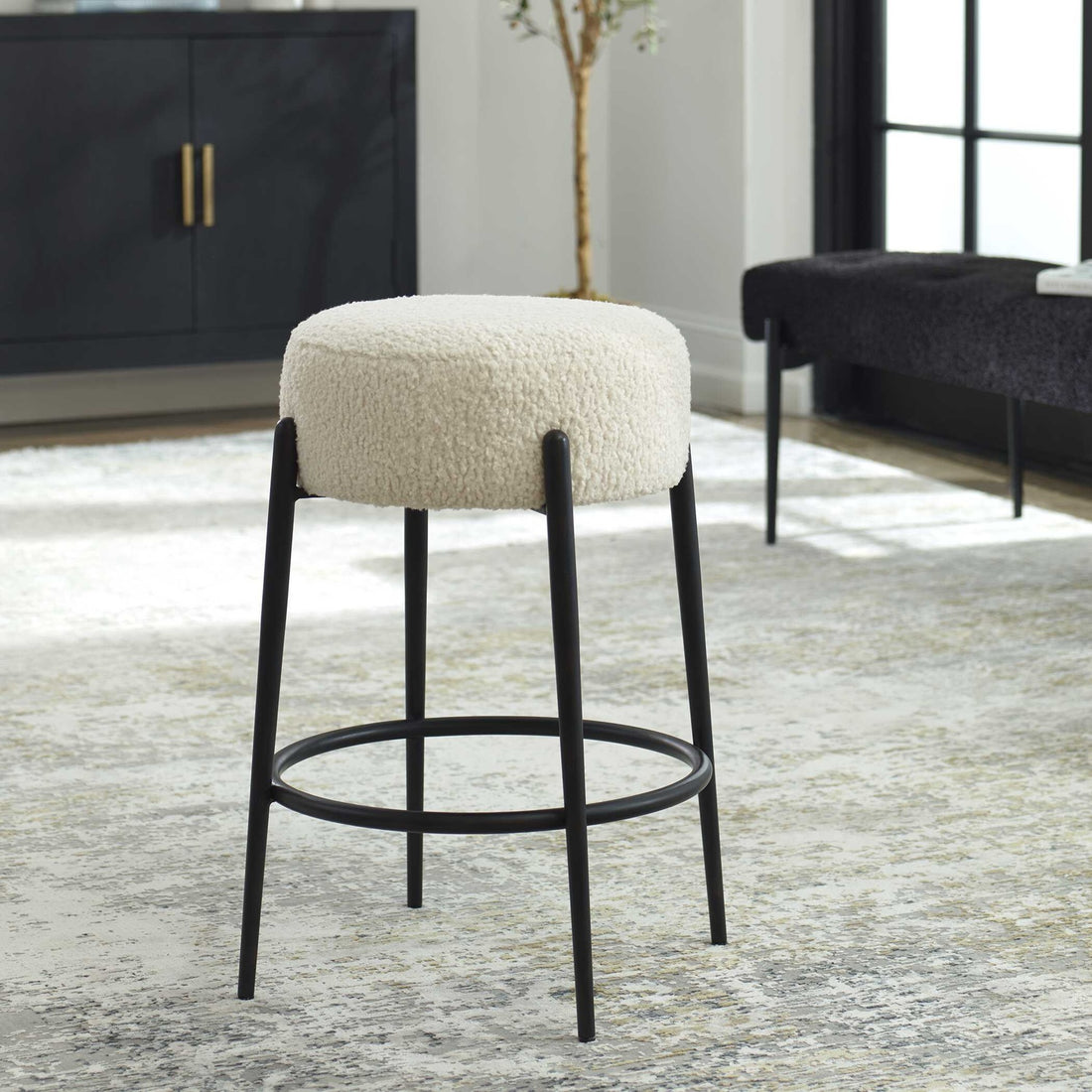 UTTERMOST Arles Plush Counter Stool - Bar Stools