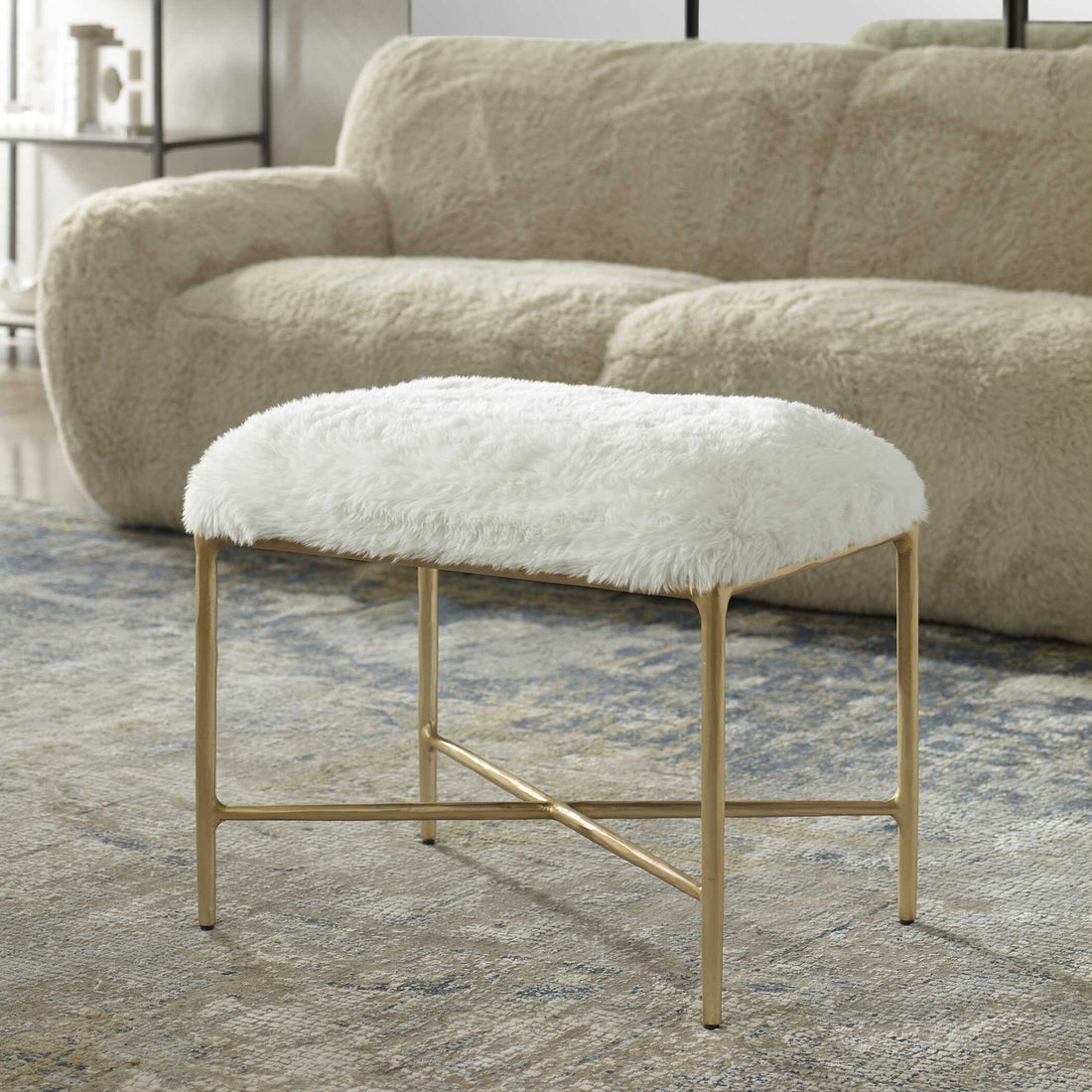 UTTERMOST Charmed Sheepskin Bench - Benches, Ottoman, Stools