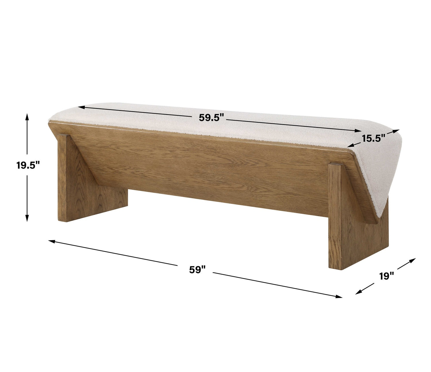 UTTERMOST WEDGED FABRIC BENCH - Benches, Ottoman, Stools