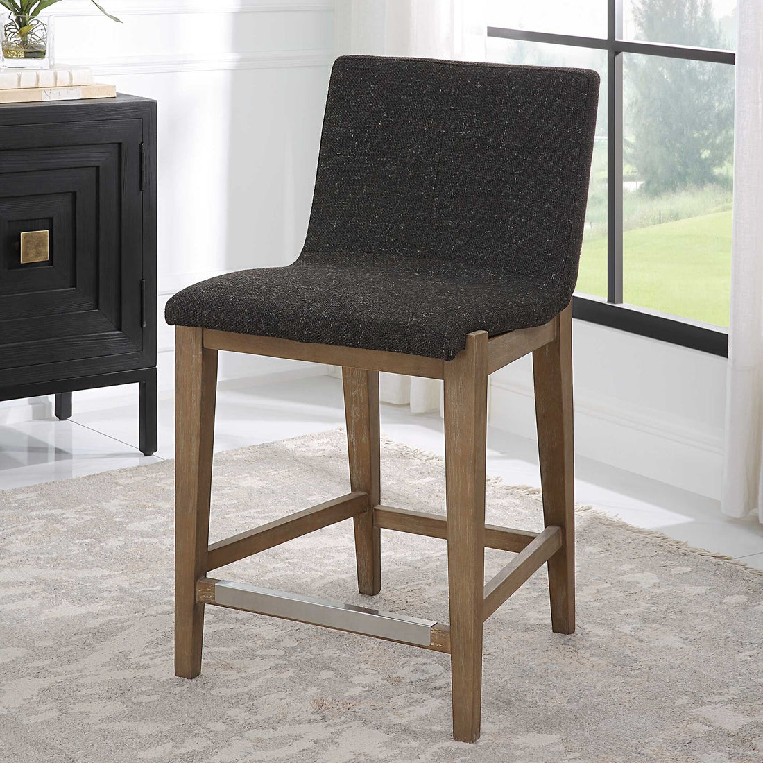UTTERMOST Klemens Chocolate Counter Stool - Benches, Ottoman, Stools