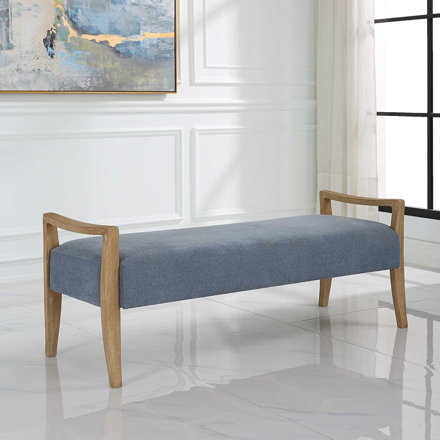 UTTERMOST DAYLIGHT SKY BENCH - Benches, Ottoman, Stools