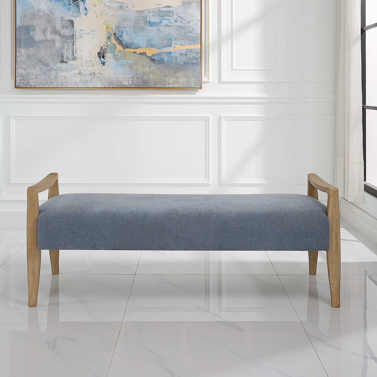 UTTERMOST DAYLIGHT SKY BENCH - Benches, Ottoman, Stools