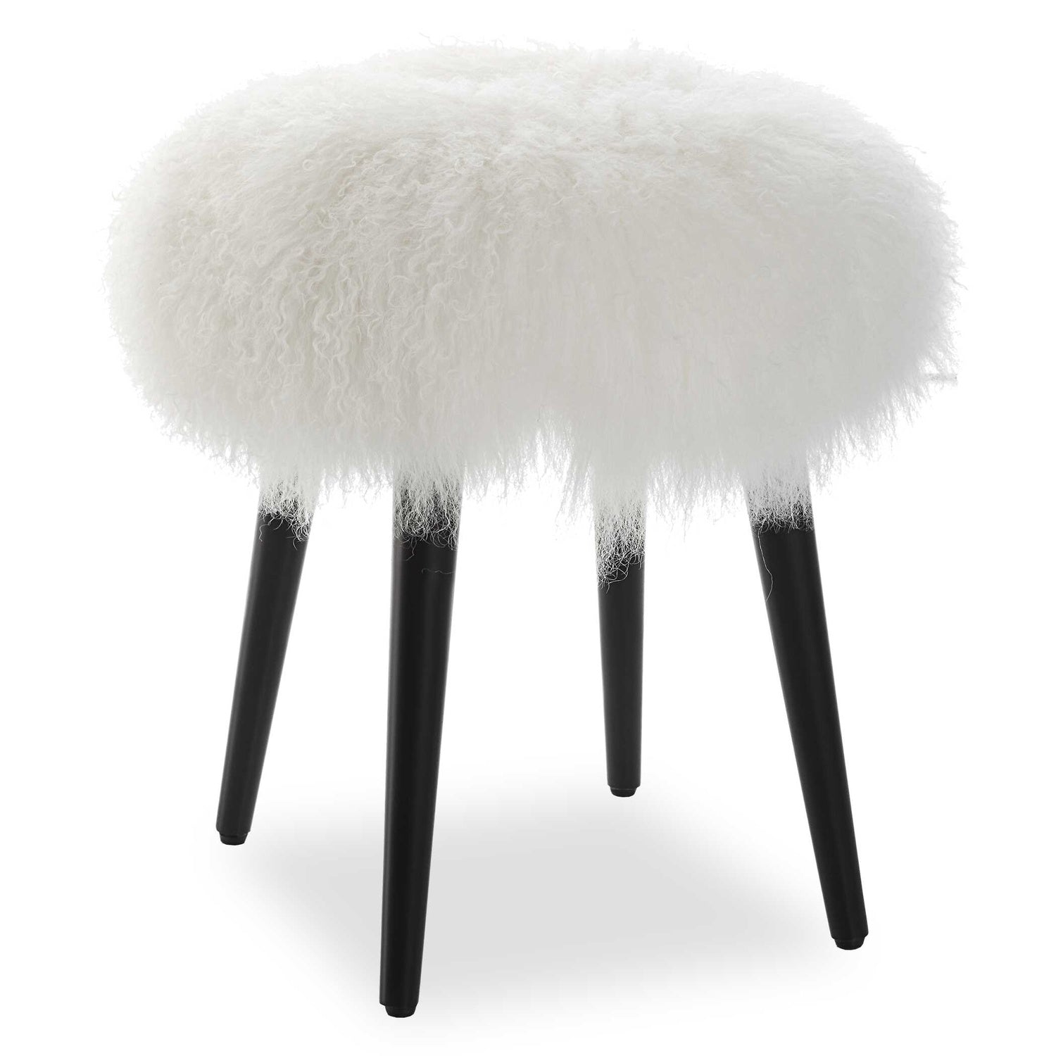 UTTERMOST Wooly Sheepskin Accent Stool - Benches, Ottoman, Stools
