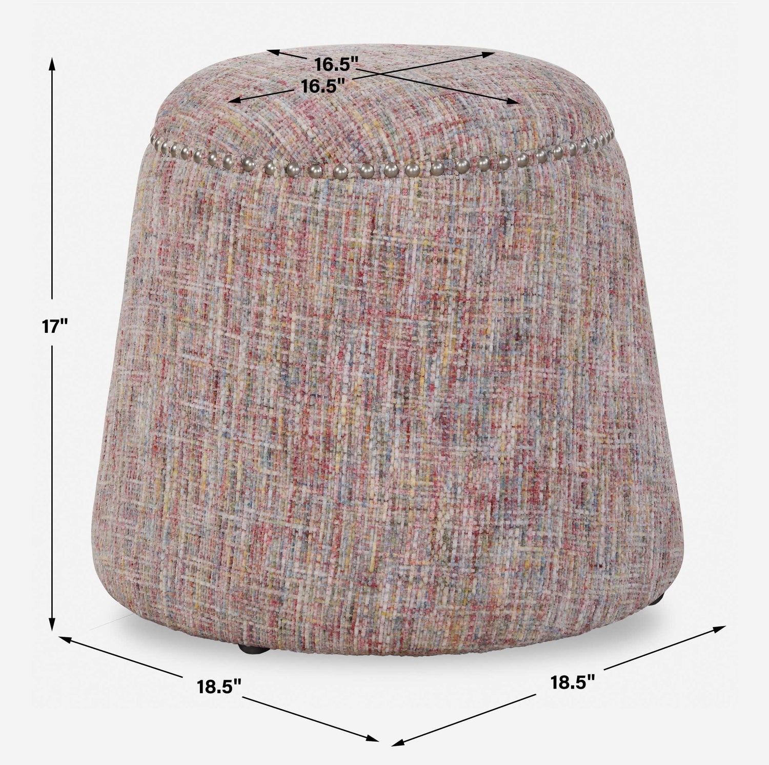 UTTERMOST GUMDROP CONFETTI CHENILLE OTTOMAN - Benches, Ottoman, Stools