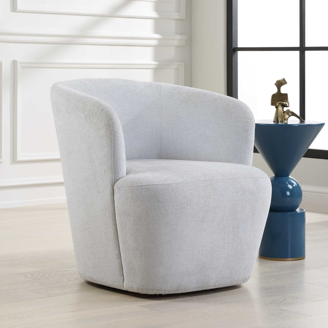 UTTERMOST Mist Barrel Swivel Chair - Lounge