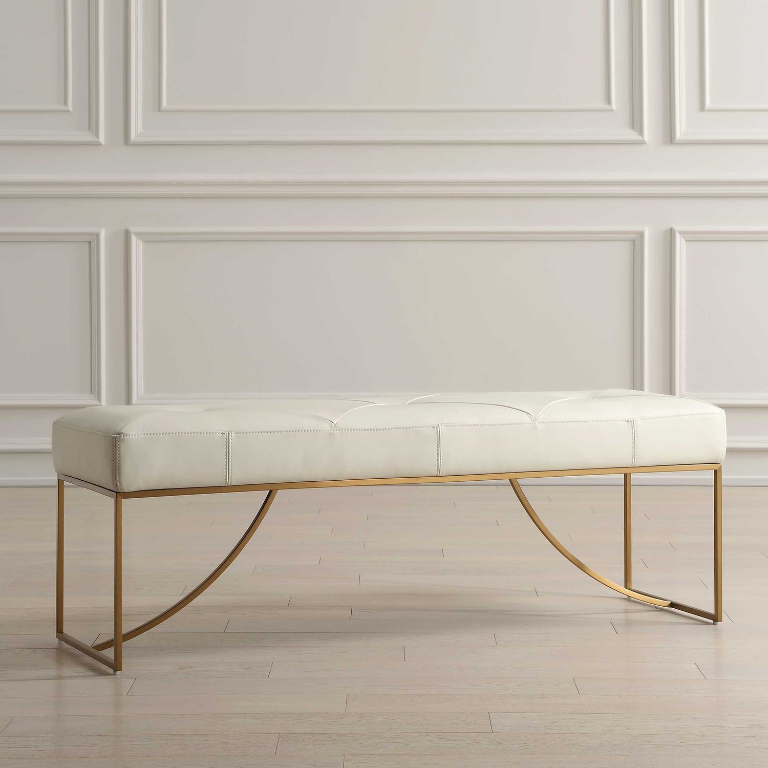 UTTERMOST Swale Leather Bench - Benches, Ottoman, Stools