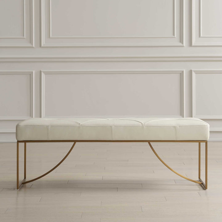 UTTERMOST SWALE LEATHER BENCH - Benches, Ottoman, Stools