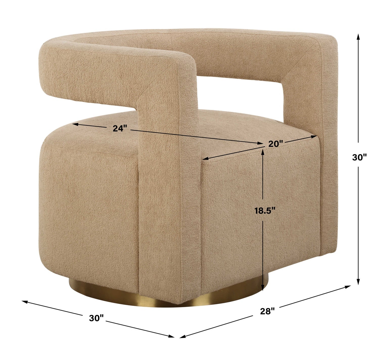 UTTERMOST Grounded Modern Swivel Chair - Lounge