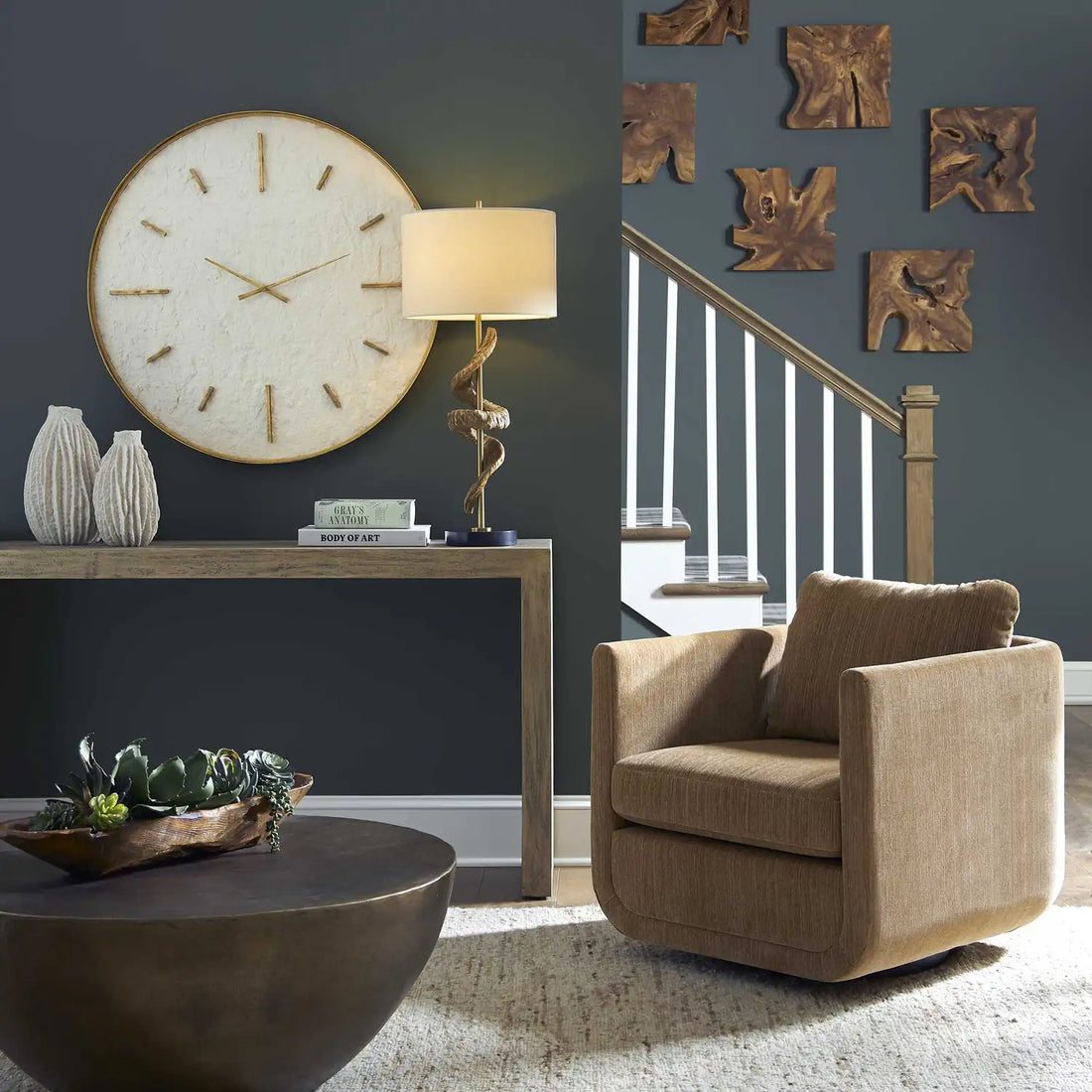 UTTERMOST Abound Ginger Swivel Chair - Lounge