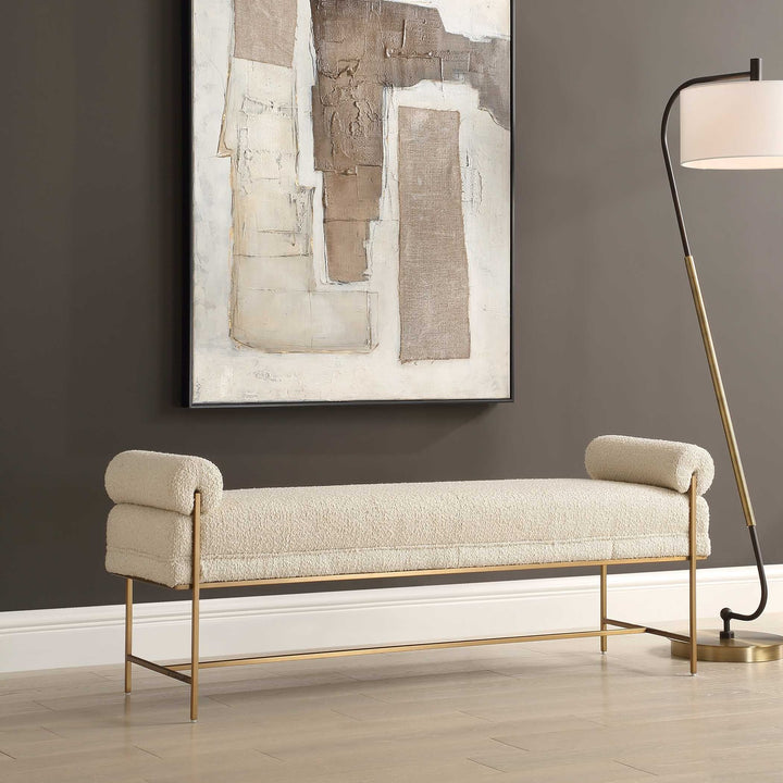 UTTERMOST Bolster Pearl Bench - Benches, Ottoman, Stools
