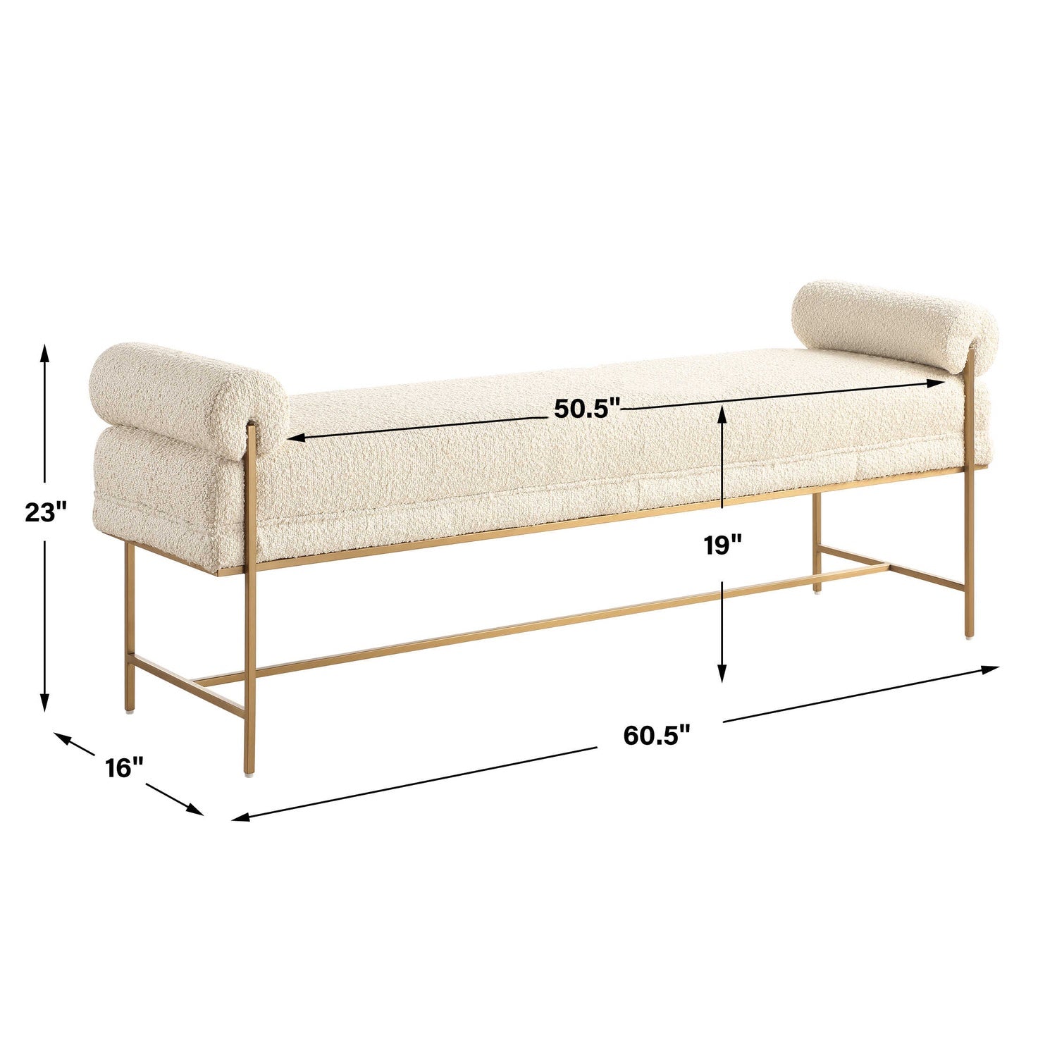 UTTERMOST BOLSTER PEARL BENCH - Benches, Ottoman, Stools