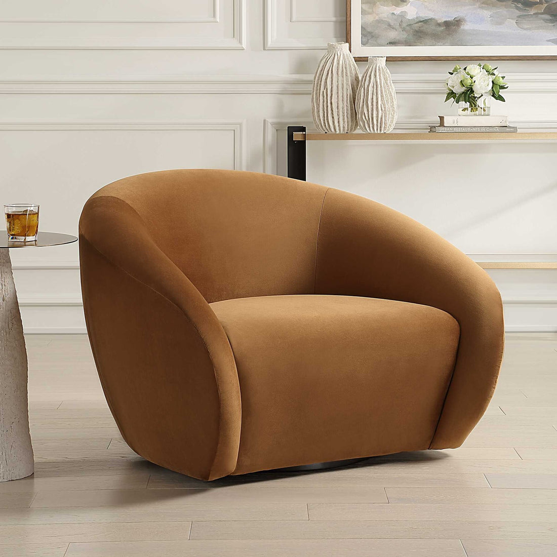 UTTERMOST DeSoto Hazelnut Swivel Chair - Lounge