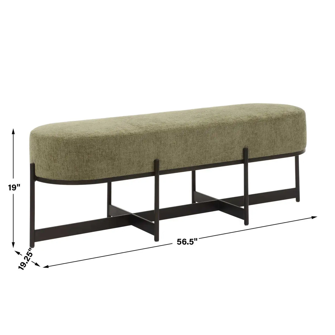 UTTERMOST Merino Moss Fabric Bench - Benches, Ottoman, Stools