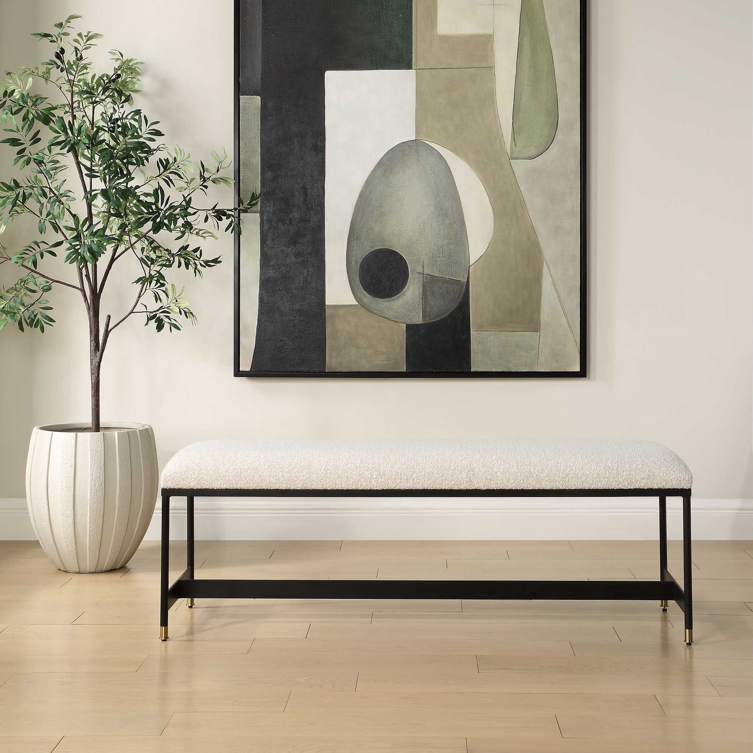 UTTERMOST HALSTON UPHOLSTERED BENCH - Benches, Ottoman, Stools