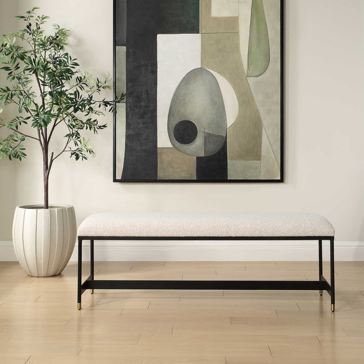 UTTERMOST HALSTON UPHOLSTERED BENCH - Benches, Ottoman, Stools