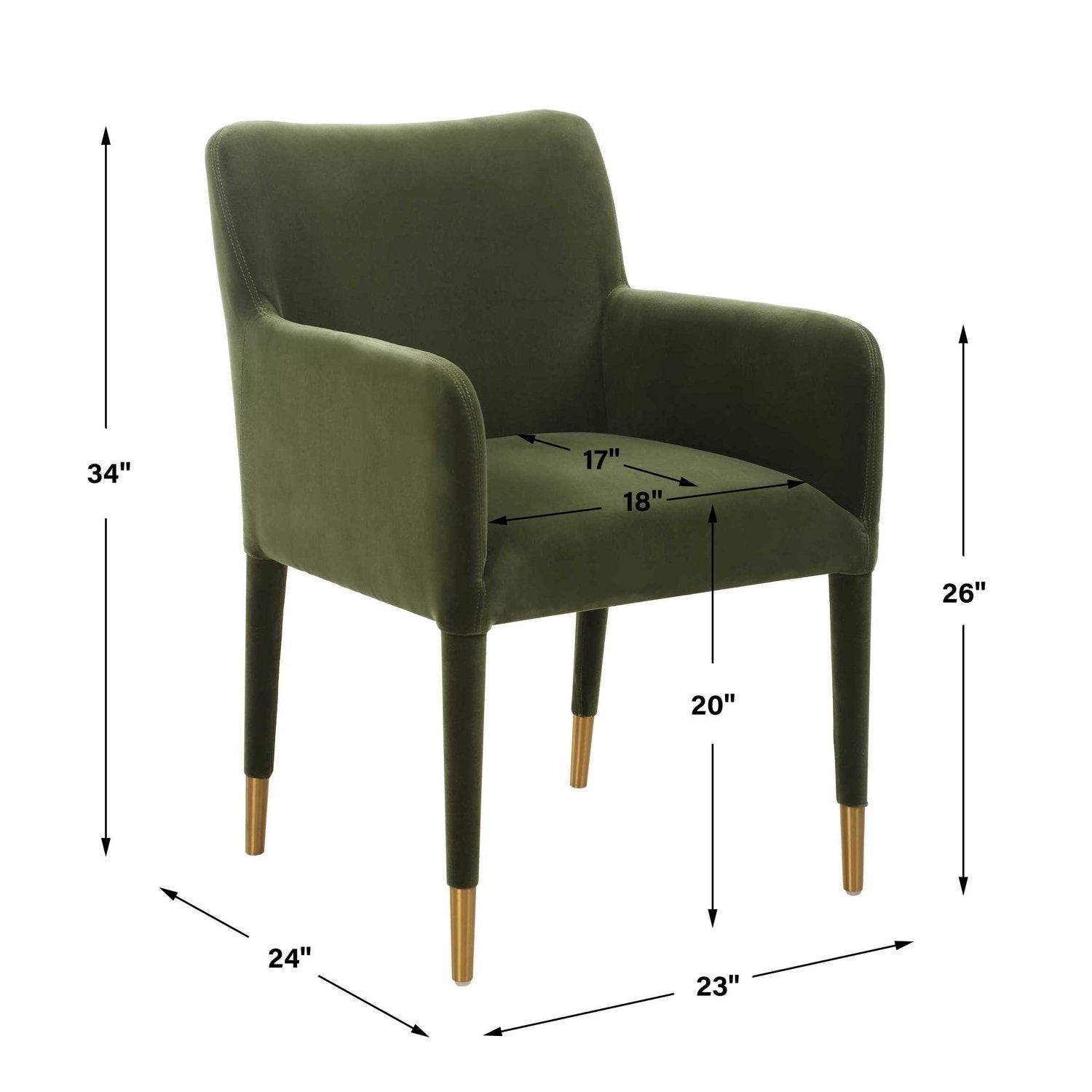 UTTERMOST CONIFER MOSS DINING ARM CHAIR - Dining Chairs
