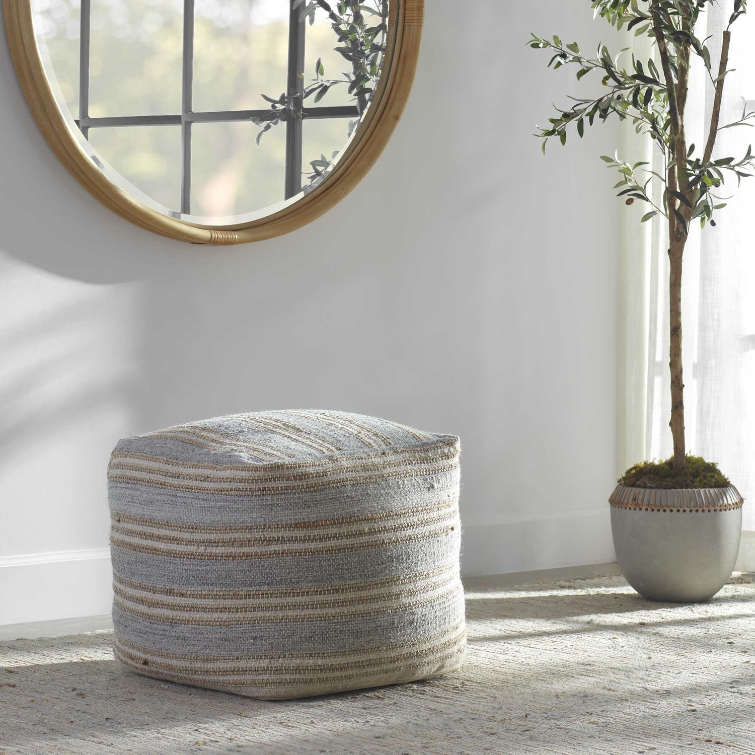 UTTERMOST MESICK HANDWOVEN POUF - Benches, Ottoman, Stools