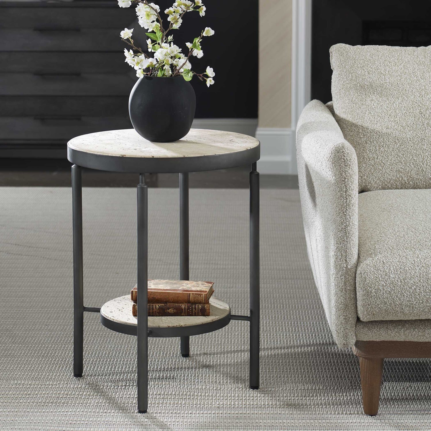 UTTERMOST Dauntless Travertine Side Table - Side
