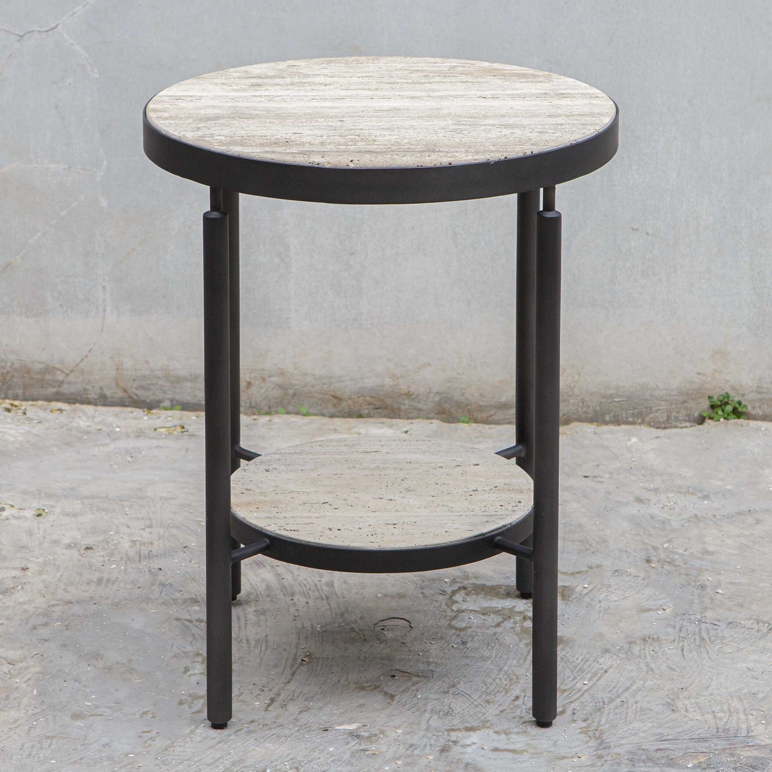 UTTERMOST DAUNTLESS TRAVERTINE SIDE TABLE - Side