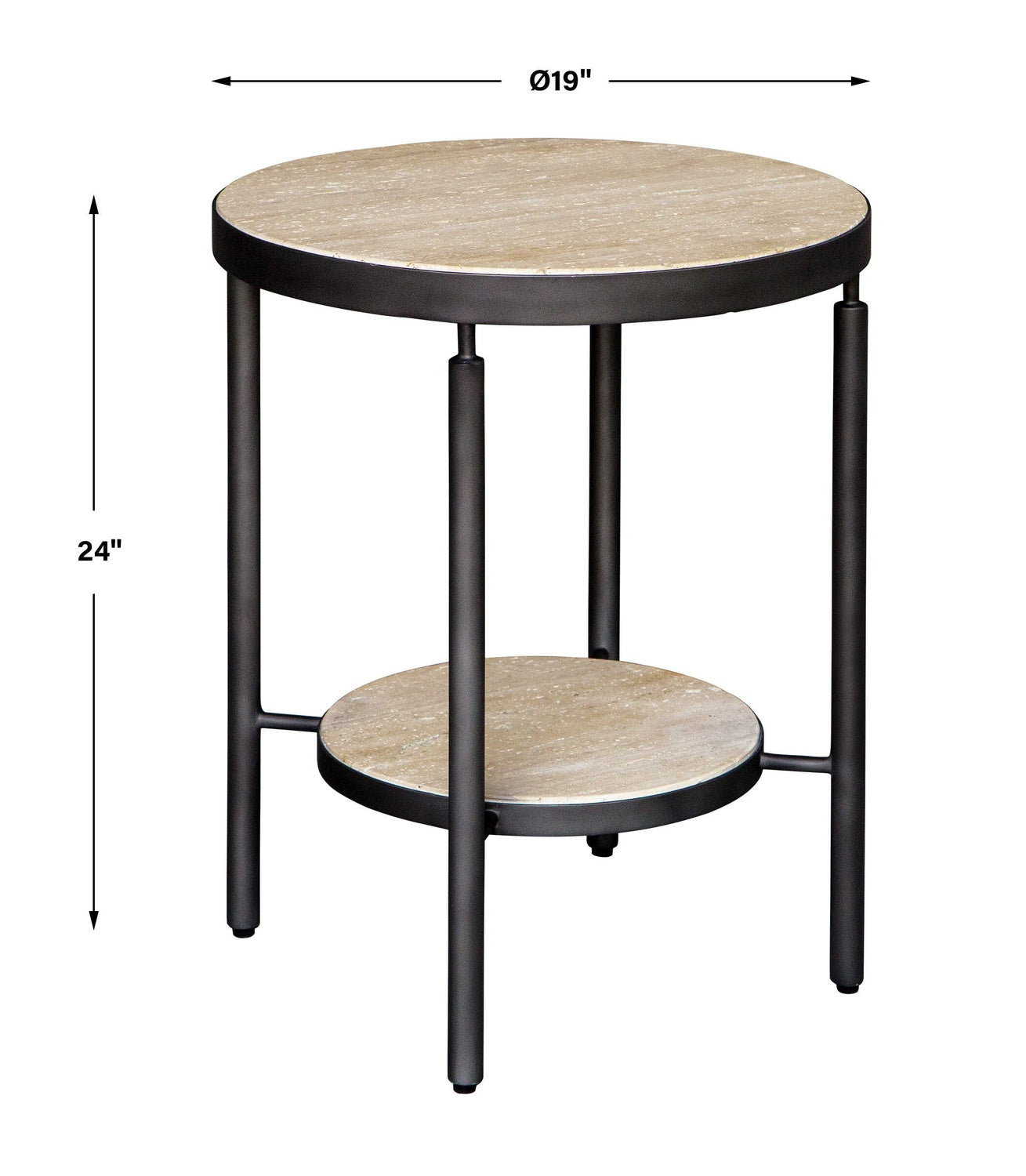 UTTERMOST DAUNTLESS TRAVERTINE SIDE TABLE - Side