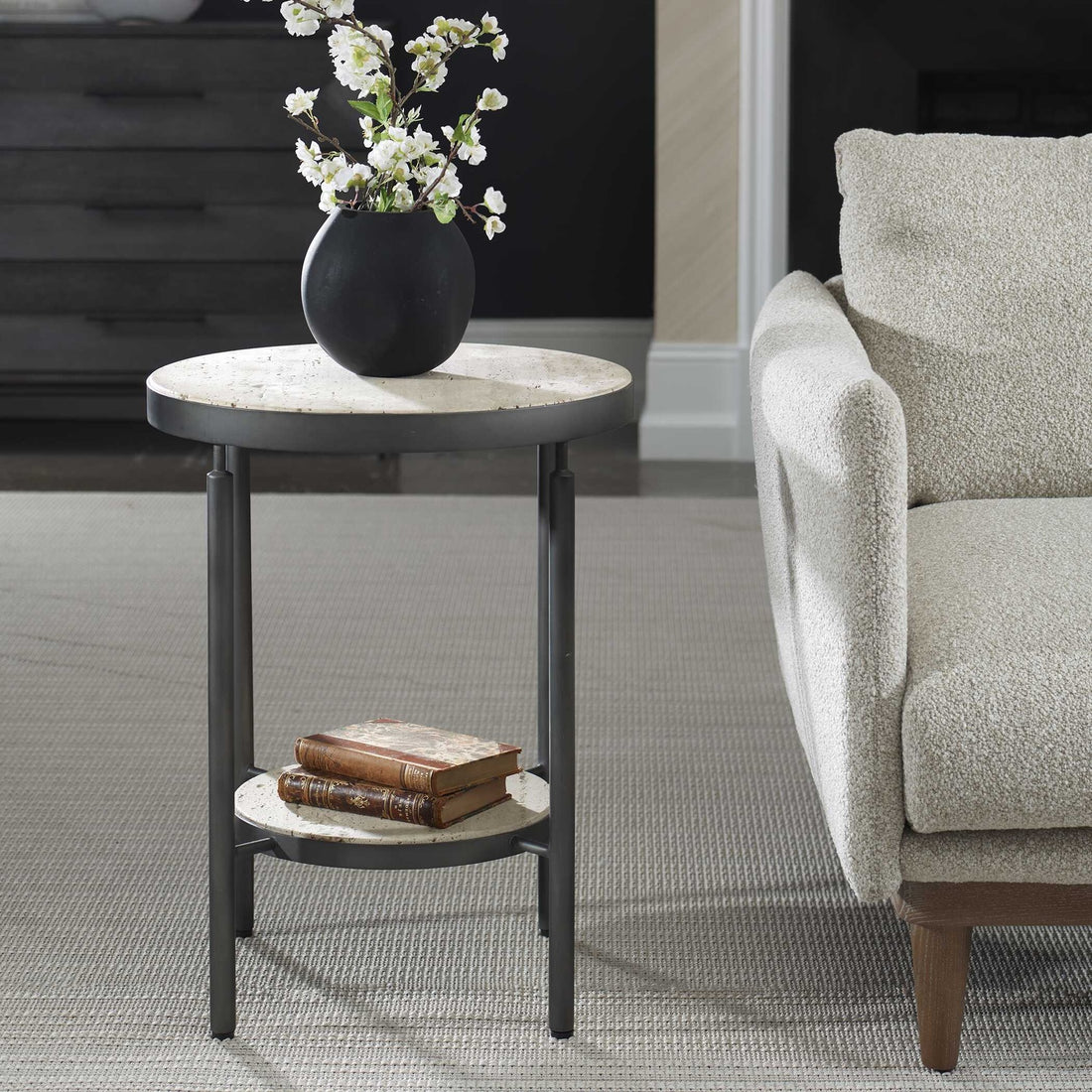 UTTERMOST Dauntless Travertine Side Table - Side