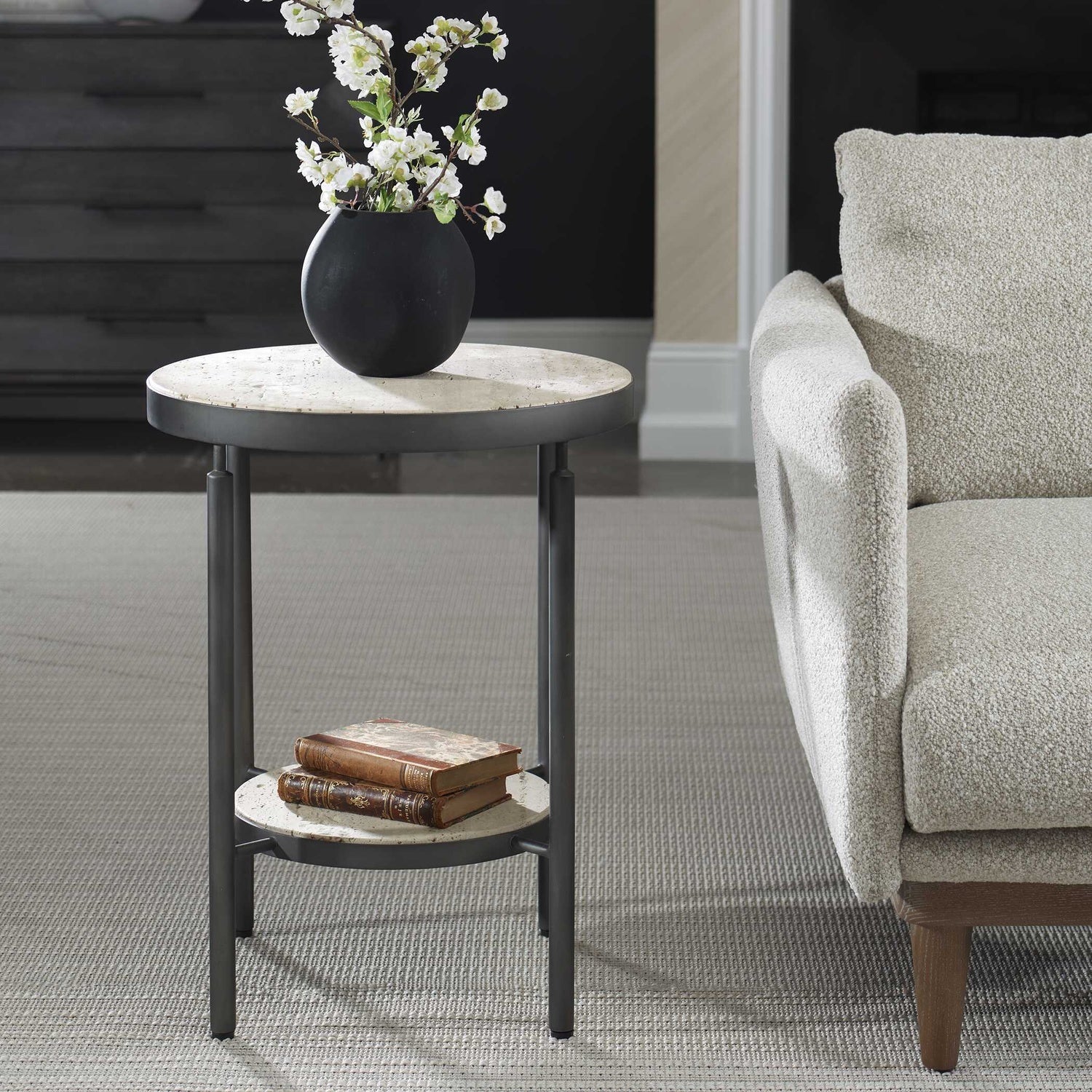 UTTERMOST Dauntless Travertine Side Table - Side