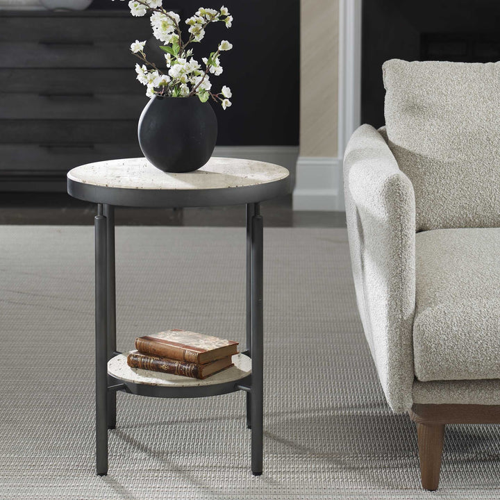UTTERMOST Dauntless Travertine Side Table - Side