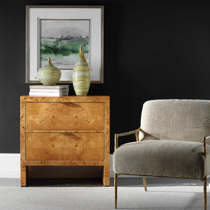 UTTERMOST INDUS 2 DRAWER BURL CHEST - Benches, Ottoman, Stools