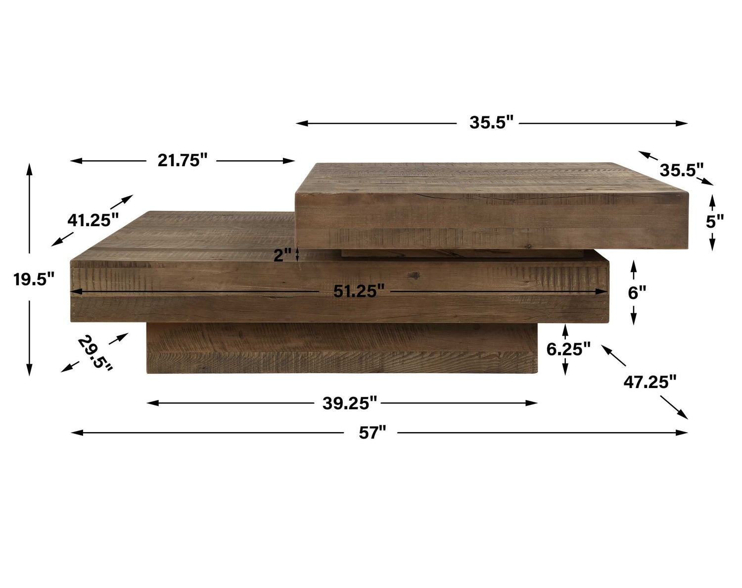 UTTERMOST Rustic Planes Modern Coffee Table - Coffee
