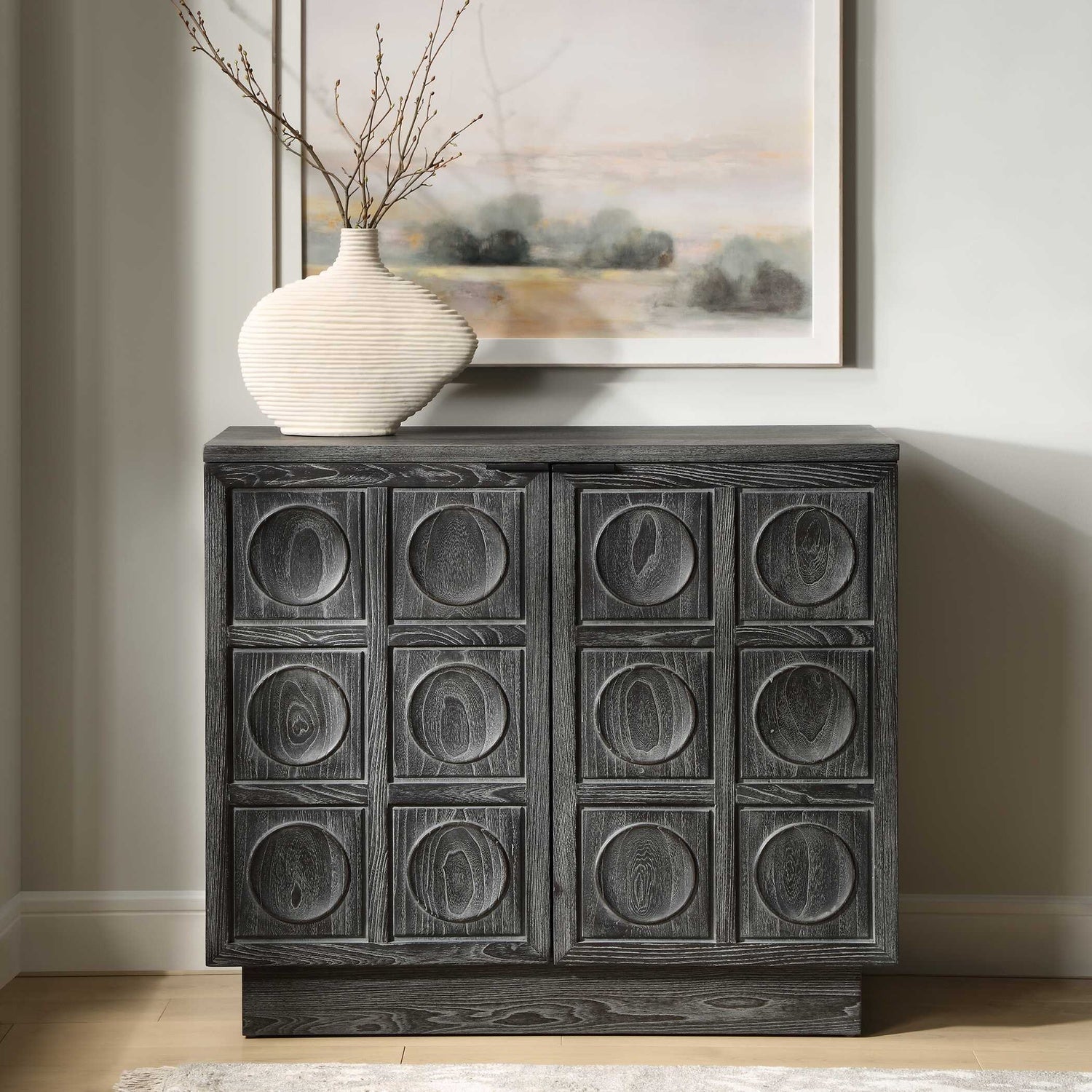 UTTERMOST Shelby 2 Door Ebony Stained Cabinet - Cabinets & Bar