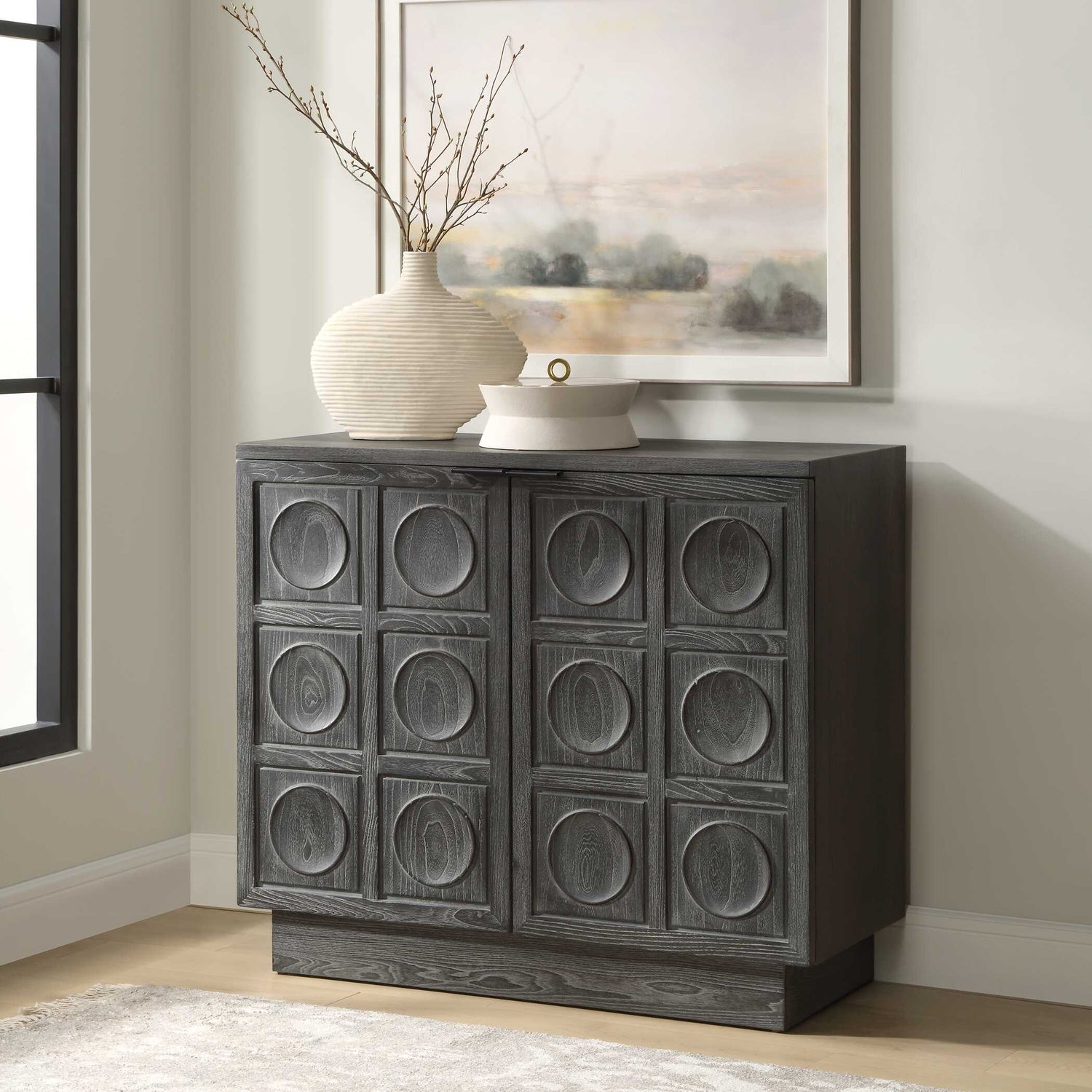 UTTERMOST SHELBY 2 DOOR EBONY STAINED CABINET - Cabinets & Bar