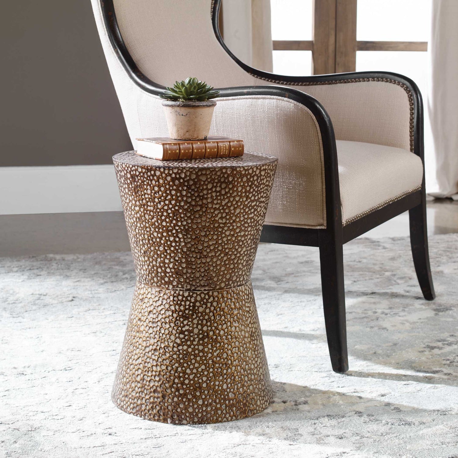 UTTERMOST Cutler Drum Shaped Accent Table - Side