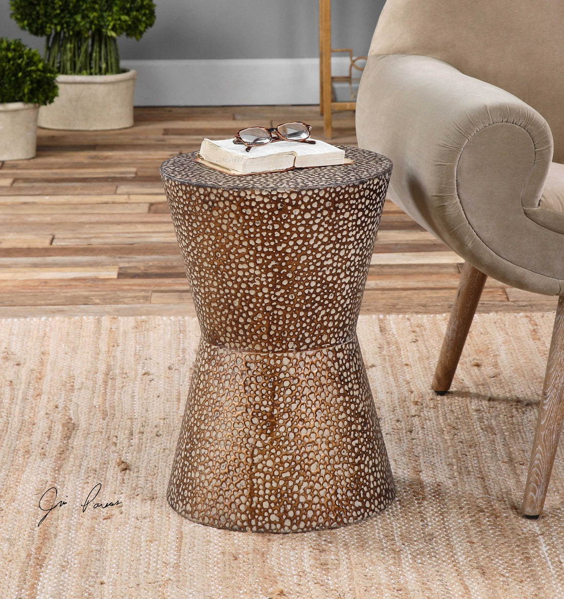 UTTERMOST Cutler Drum Shaped Accent Table - Side