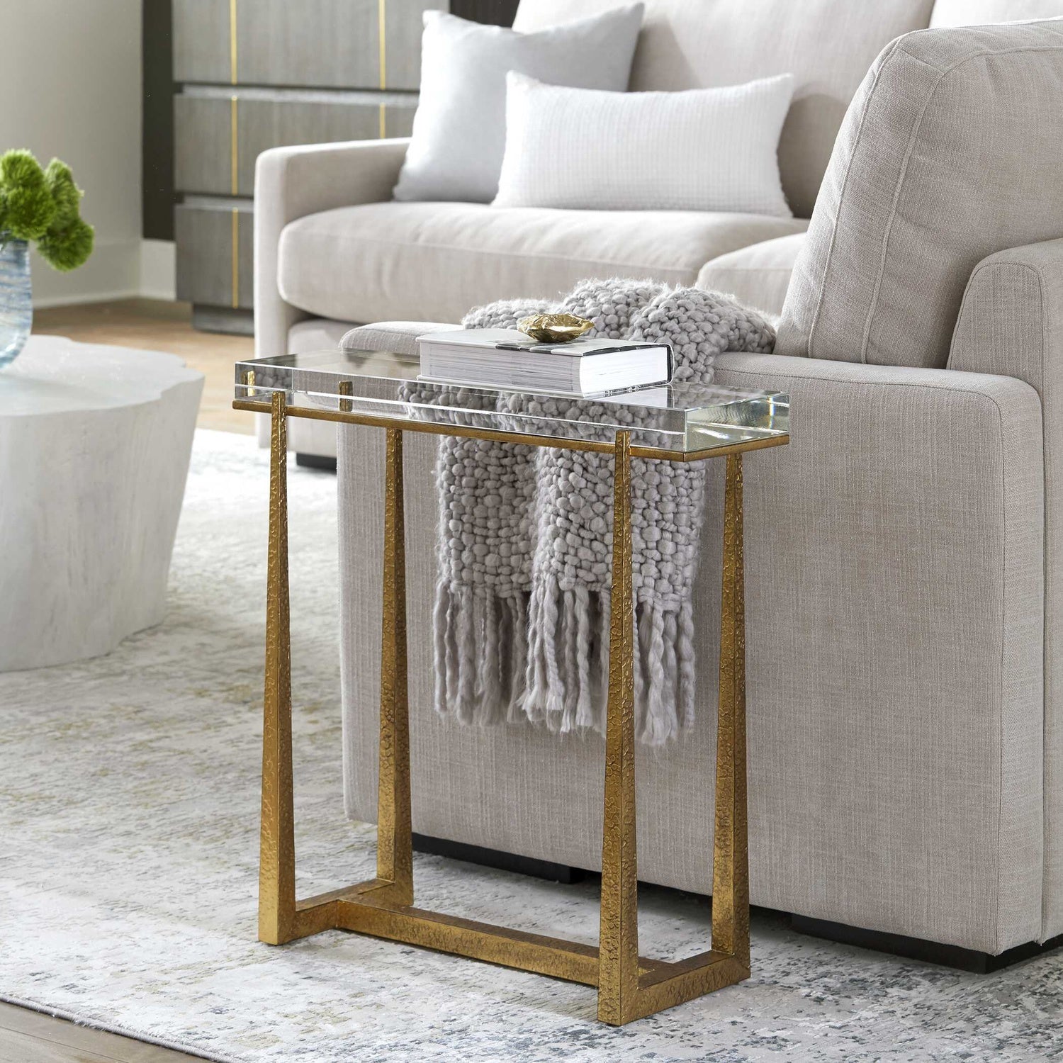UTTERMOST Midas Thick Crystal Accent Table - Side