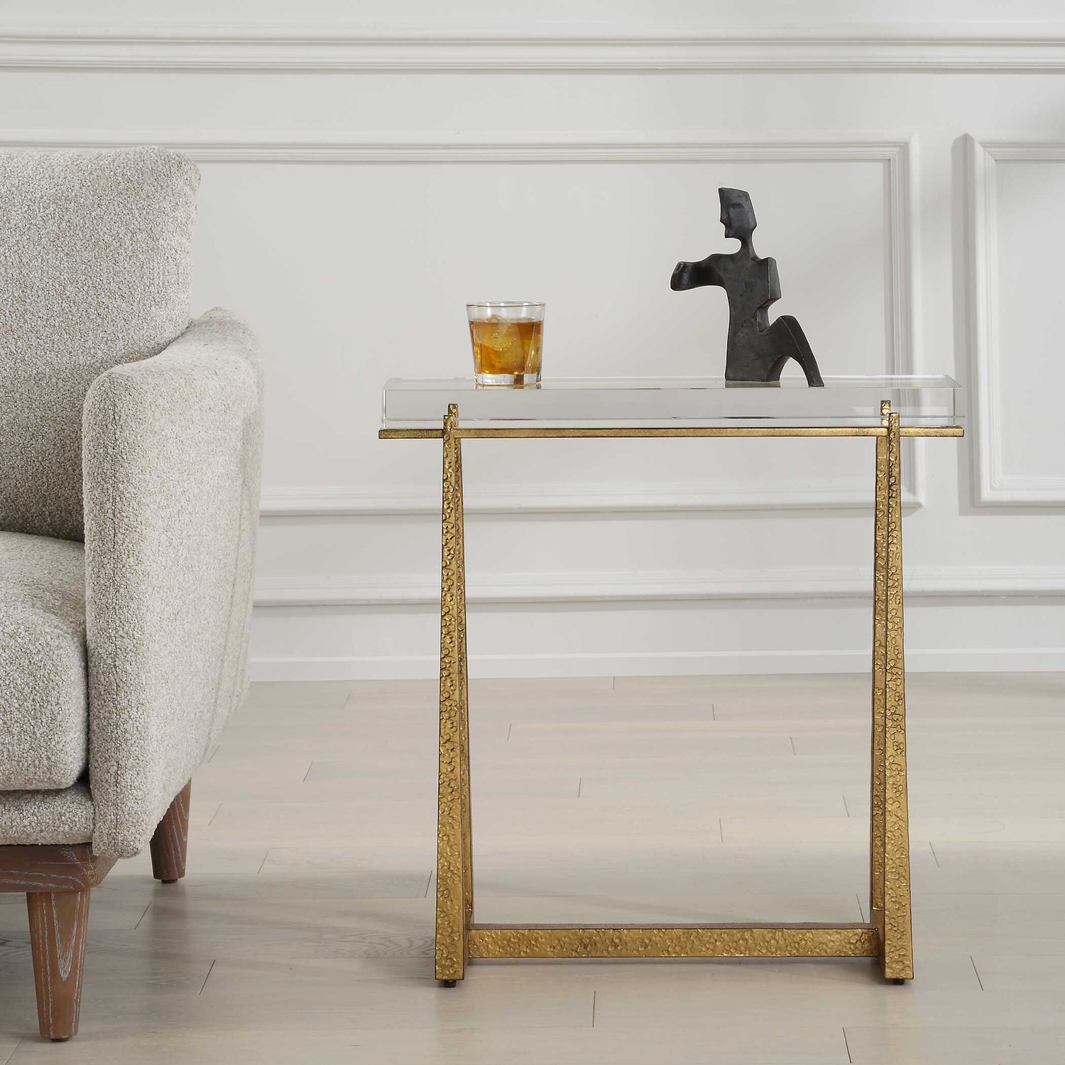 UTTERMOST MIDAS THICK CRYSTAL ACCENT TABLE - Side