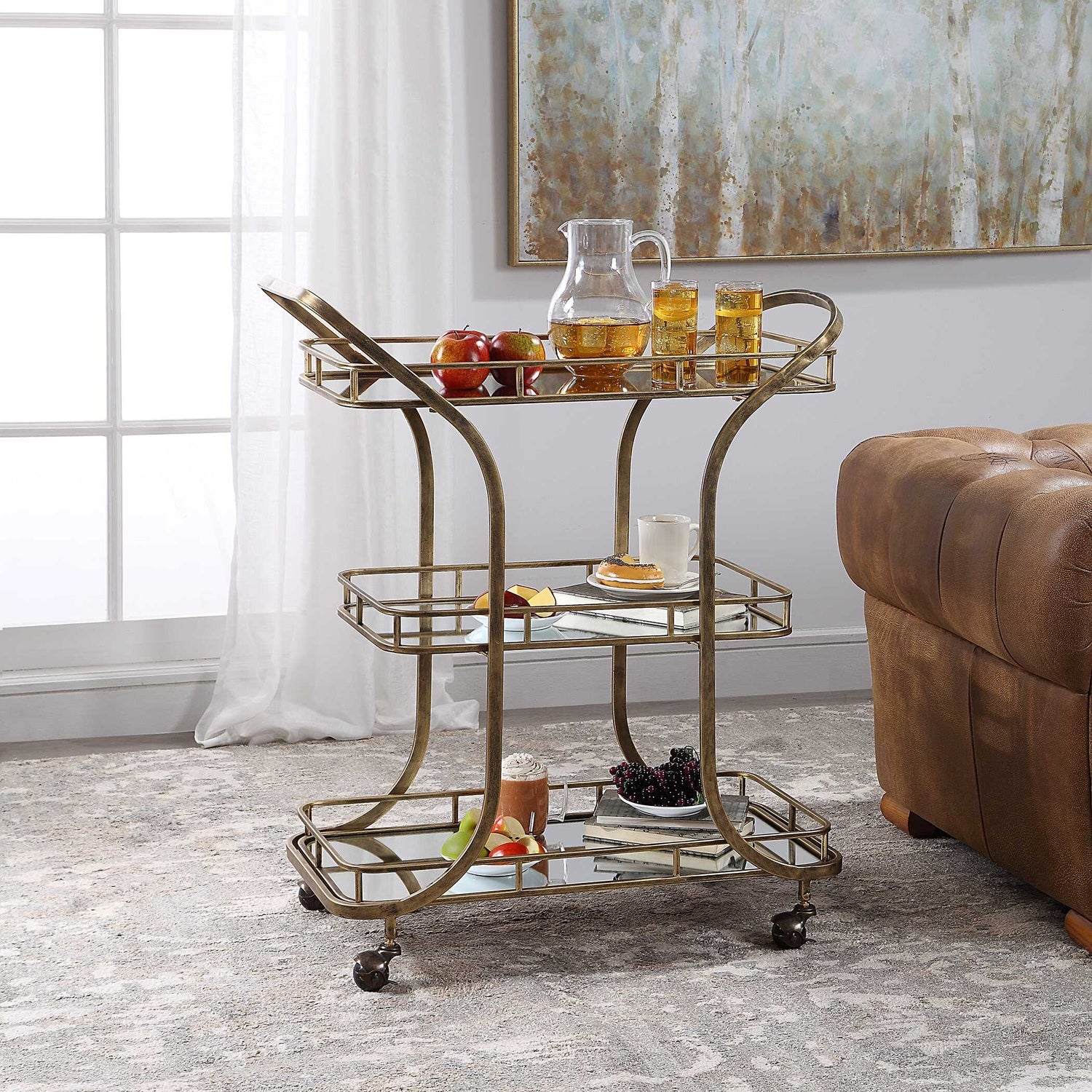 UTTERMOST STASSI SERVING CART - Cabinets & Bar